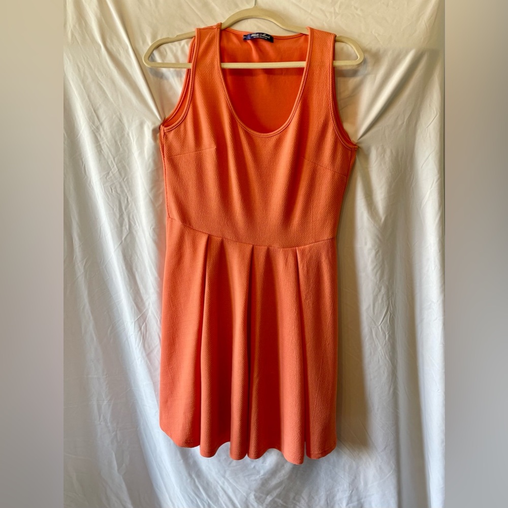 ✨White Mark | Bright Fit & Flare Mini Dress | Coral